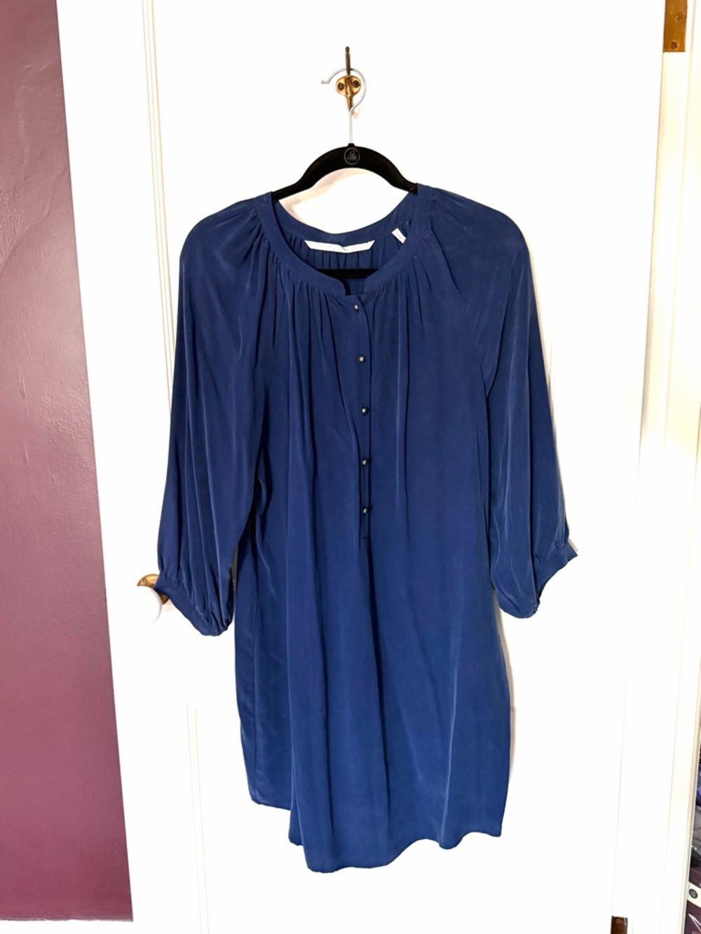 100% Silk Twelfth Street by Cynthia Vincent Navy Blouse Dress